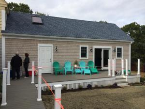 The exterior reveal at the completion party. Photo by George Panagakos