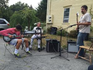 It wouldn't be a Chumpleton party without some jamming. Stephen and some pals entertain partygoers. Photo by George Panagakos